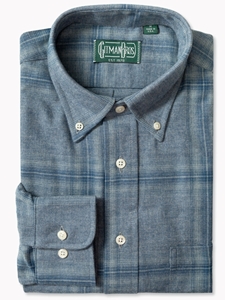 Blue Shadow Plaid Long Sleeve Men's Shirt | Gitman Shirts Collection | Sam's Tailoring Fine Men Clothing