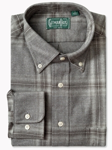 Grey Shadow Plaid Long Sleeve Men's Shirt | Gitman Shirts Collection | Sam's Tailoring Fine Men Clothing