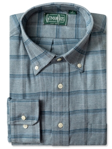 Blue Shadow Plaid Long Sleeve Men's Shirt | Gitman Shirts Collection | Sam's Tailoring Fine Men Clothing