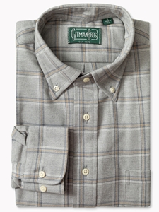 Grey Plaid Flannel Long Sleeve Men's Shirt | Gitman Shirts Collection | Sam's Tailoring Fine Men Clothing