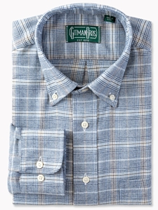 Blue Cashmere Houndstooth Long Sleeve Shirt | Gitman Shirts Collection | Sam's Tailoring Fine Men Clothing