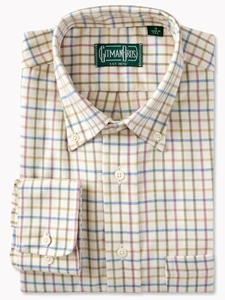 Tan Cashmere Tattersall Long Sleeve Shirt | Gitman Shirts Collection | Sam's Tailoring Fine Men Clothing