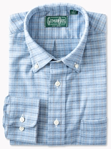 Blue Cashmere Check Men's Long Sleeve Shirt | Gitman Shirts Collection | Sam's Tailoring Fine Men Clothing