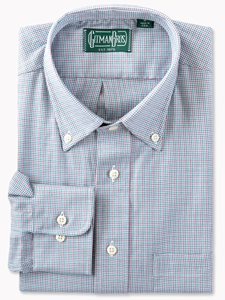 Blue Compact Houndstooth Long Sleeve Shirt | Gitman Shirts Collection | Sam's Tailoring Fine Men Clothing