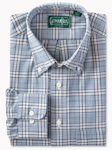 Navy Compact Houndstooth Check Long Sleeve Shirt | Gitman Shirts Collection | Sam's Tailoring Fine Men Clothing