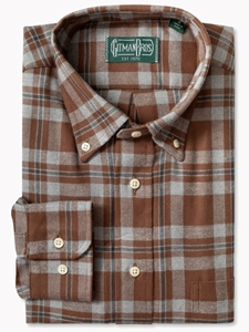 Browm Brushed Twill Check Long Sleeve Shirt | Gitman Shirts Collection | Sam's Tailoring Fine Men Clothing