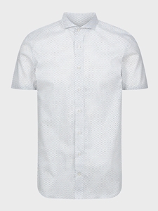 Brown Printed Poplin Stretch Short Sleeve Sport Casual Shirt | Emanuel Berg Short Sleeve Shirts Collection | Sam's Tailoring Fine Men Clothing