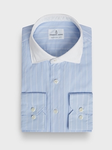 Pastel Blue Washed Natural Stretch Yoga Poplin Men's Shirt | Emanuel Berg Business Shirts Collection | Sam's Tailoring Fine Men Clothing