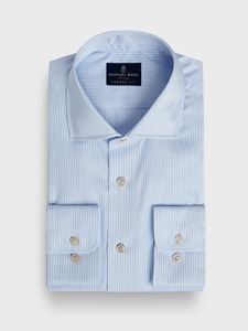 Pastel Blue Striped Cotton Twill Premium Luxury Dress Shirt | Emanuel Berg Business Shirts Collection | Sam's Tailoring Fine Men Clothing