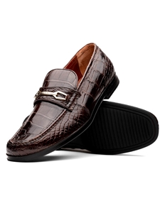 Brown Genuine Alligator Leather Men Loafer | Marco Di Milano Loafers Collection | Sam's Tailoring Fine Men's Clothing