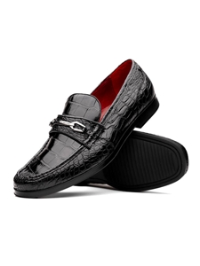 Black Genuine Alligator Leather Men Loafer | Marco Di Milano Loafers Collection | Sam's Tailoring Fine Men's Clothing