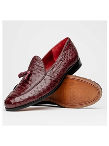 Wine Genuine Ostrich Quill Men's Tassel Loafer | Marco Di Milano Loafers Collection | Sam's Tailoring Fine Men's Clothing