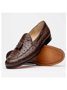 Brown Genuine Ostrich Quill Men's Tassel Loafer | Marco Di Milano Loafers Collection | Sam's Tailoring Fine Men's Clothing
