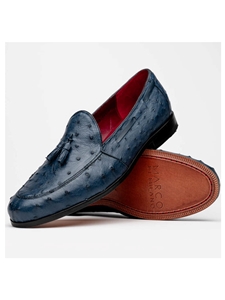 Navy Genuine Ostrich Quill Men's Tassel Loafer | Marco Di Milano Loafers Collection | Sam's Tailoring Fine Men's Clothing
