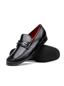 Black Genuine Lizard & Smooth Calfskin Loafer | Marco Di Milano Loafers Collection | Sam's Tailoring Fine Men's Clothing
