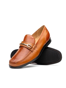 Honey Genuine Lizard & Smooth Calfskin Loafer | Marco Di Milano Loafers Collection | Sam's Tailoring Fine Men's Clothing