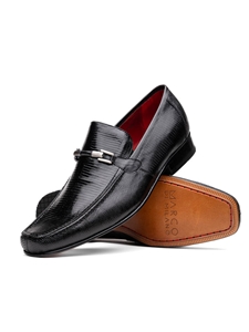 Black Fully Genuine Lizard Men's Loafer | Marco Di Milano Loafers Collection | Sam's Tailoring Fine Men's Clothing