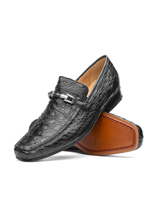 Gray Genuine Alligator Leather Men's Bit Loafer | Marco Di Milano Loafers Collection | Sam's Tailoring Fine Men's Clothing