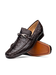Brown Genuine Alligator Leather Men's Bit Loafer | Marco Di Milano Loafers Collection | Sam's Tailoring Fine Men's Clothing