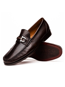 Brown Genuine Lizard Leather Men's Slip On | Marco Di Milano Loafers Collection | Sam's Tailoring Fine Men's Clothing