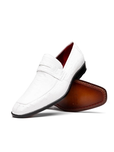 White Ostrich Quill & Leg Classic Penny Loafer | Marco Di Milano Loafers Collection | Sam's Tailoring Fine Men's Clothing