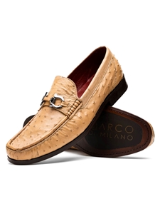 Orix Genuine Ostrich Moc Toe Vamp Slip On | Marco Di Milano Loafers Collection | Sam's Tailoring Fine Men's Clothing