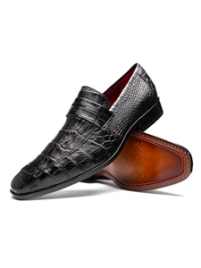 Black Genuine Alligator Leather Men's Loafer | Marco Di Milano Loafers Collection | Sam's Tailoring Fine Men's Clothing