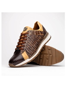 Orix/Brown Genuine Crocodile & Lizard Sneaker | Marco Di Milano Sneakers Collection | Sam's Tailoring Fine Men's Clothing