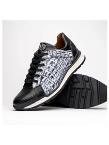 Newspaper/Black Genuine Crocodile & Lizard Sneaker | Marco Di Milano Sneakers Collection | Sam's Tailoring Fine Men's Clothing