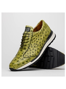 Antique Green Genuine Ostrich Quill Men's Sneaker | Marco Di Milano Sneakers Collection | Sam's Tailoring Fine Men's Clothing