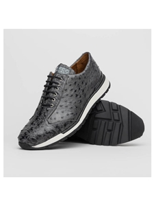 Antique Gray Genuine Ostrich Quill Men's Sneaker | Marco Di Milano Sneakers Collection | Sam's Tailoring Fine Men's Clothing