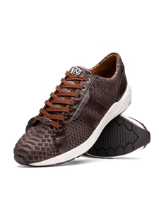 Brown Genuine Python & Calfskin Men's Sneaker | Marco Di Milano Sneakers Collection | Sam's Tailoring Fine Men's Clothing
