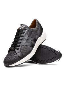 Black Genuine Python & Calfskin Men's Sneaker | Marco Di Milano Sneakers Collection | Sam's Tailoring Fine Men's Clothing
