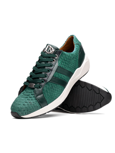 Green Genuine Python & Calfskin Men's Sneaker | Marco Di Milano Sneakers Collection | Sam's Tailoring Fine Men's Clothing