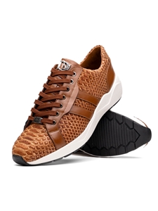 Honey Genuine Python & Calfskin Men's Sneaker | Marco Di Milano Sneakers Collection | Sam's Tailoring Fine Men's Clothing