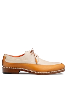 Bone/White Muro Two Tone Men's Derby Shoe | Mezlan Lace Up Collection | Sam's Tailoring Fine Men's Clothing