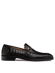 Black Rhodas Croc Ornament Men's Exotic Slip On | Mezlan Slip On's Collection | Sam's Tailoring Fine Men's Clothing