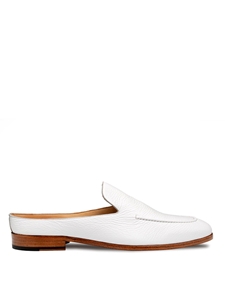 White Deerskin Leather Sole Men's Casual Mule | Mezlan Slip On's Collection | Sam's Tailoring Fine Men's Clothing