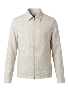 Light Grey Full Zip Long Sleeve Men's Light Bomber | Emanuel Berg Swackets Collection | Sam's Tailoring Fine Men Clothing