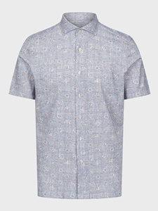 Blue Premium Quality Jersey Short Sleeve Knit Shirt | Emanuel Berg Short Sleeve Shirts Collection | Sam's Tailoring Fine Men Clothing