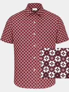 Red Modern 4Flex Stretch Knit Short Sleeve Shirt | Emanuel Berg Short Sleeve Shirts Collection | Sam's Tailoring Fine Men Clothing