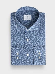 Medium Blue Seersucker Printed Casual Men's Sartorial Shirt | Emanuel Berg Casual Shirts Collection | Sam's Tailoring Fine Men Clothing