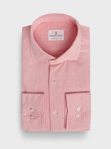 Pastel Red Seersucker Striped Casual Men's Sartorial Shirt | Emanuel Berg Casual Shirts Collection | Sam's Tailoring Fine Men Clothing