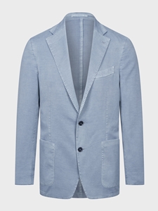 Blue Solid Washed Cotton 2-Button D-Constructed Soft Jacket | Emanuel Berg Swackets Collection | Sam's Tailoring Fine Men Clothing