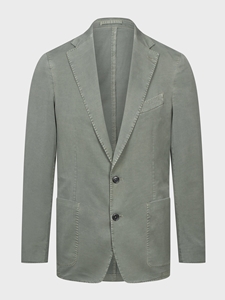 Green Solid Washed Cotton 2-Button D-Constructed Soft Jacket  | Emanuel Berg Jackets Collection | Sam's Tailoring Fine Men Clothing