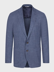 Navy Solid Wool, Silk, Linen Blend 2-Button D-Constructed Soft Jacket | Emanuel Berg Jackets Collection | Sam's Tailoring Fine Men Clothing