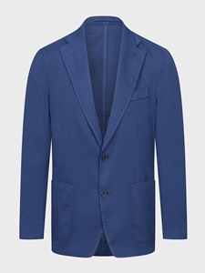 Navy Solid Washed Cotton 2-Button D-Constructed Soft Jacket | Emanuel Berg Jackets Collection | Sam's Tailoring Fine Men Clothing