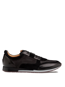Black Riumar Suede/Linen Men's Dress-Casual Sneaker | Mezlan Casual Shoes Collection | Sam's Tailoring Fine Men's Clothing