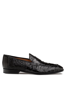 Black Nogales Ostrich Men's Exotic Penny Loafer | Mezlan Slip Ons Collection | Sam's Tailoring Fine Men's Clothing