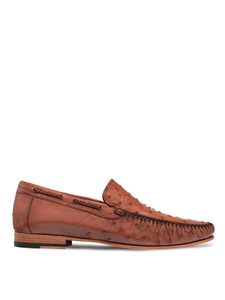Brandy Genuine Ostrich Exotic Men's Moccasin Slip On | Mezlan Slip Ons Collection | Sam's Tailoring Fine Men's Clothing